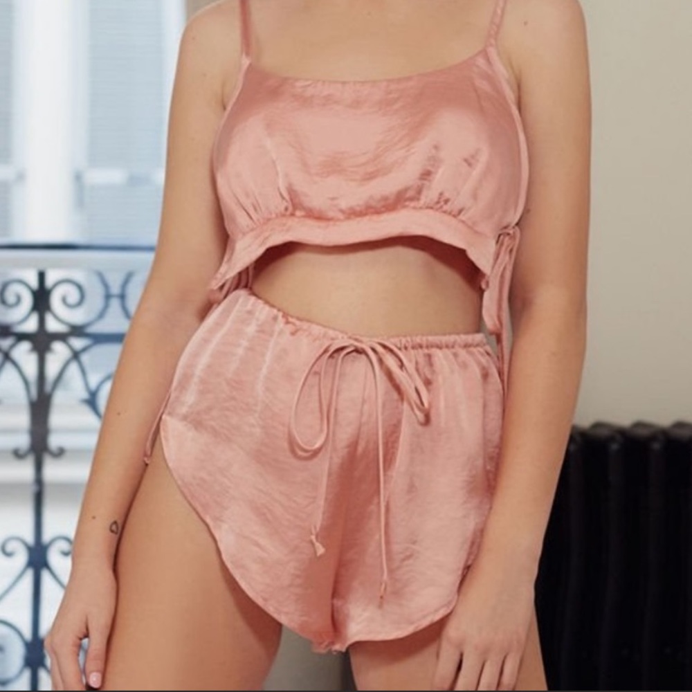 Lottie Moss Pink Satin Shorts